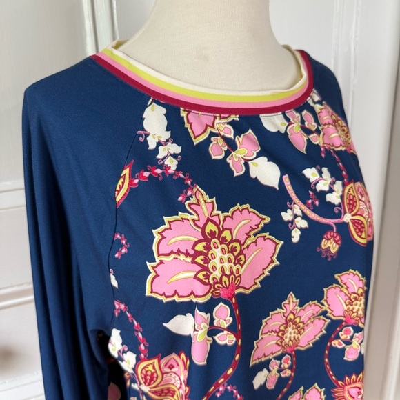 NWT Johnny Was Active Women’s Blue Pink Graphic Long Kimono Sleeve Shirt Large - Picture 2 of 16